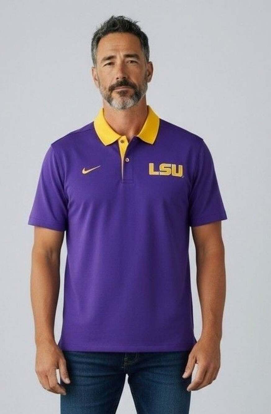 Nike LSU Tigers Dri-FIT Polo Shirt Purple Gold Sz L